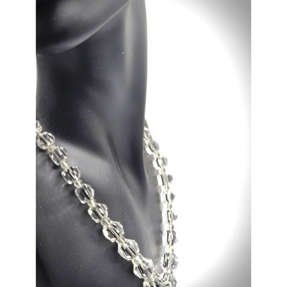 Antique Edwardian Black Stripe Crystal Necklace Faceted Beads c.1910s Czech - Picture 5 of 6